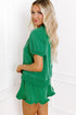 Half Zip Puff Sleeve Top and Ruffled Shorts Set